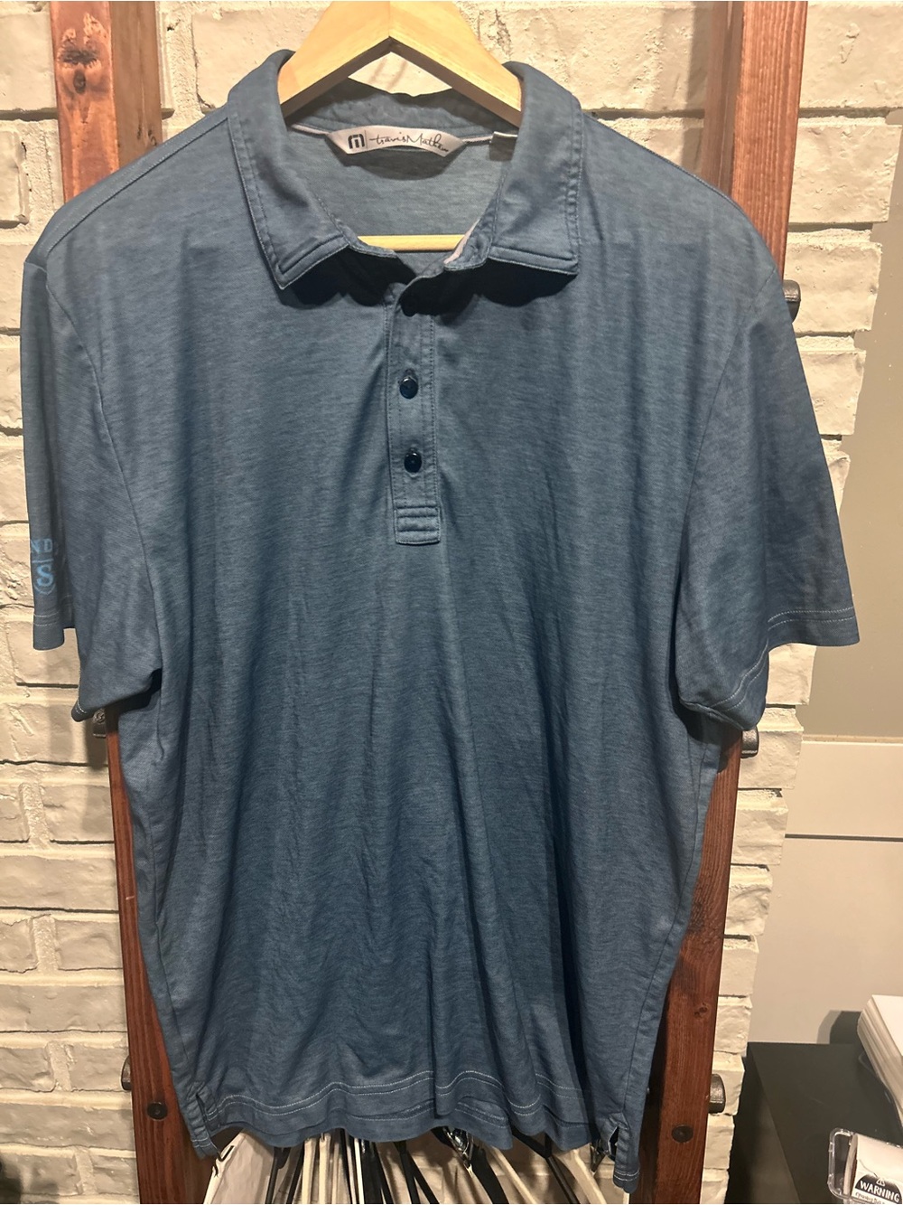Travis Mathew Polo Pima Cotton Mens Blue Short Sleeve Golf Shirt Sz Large